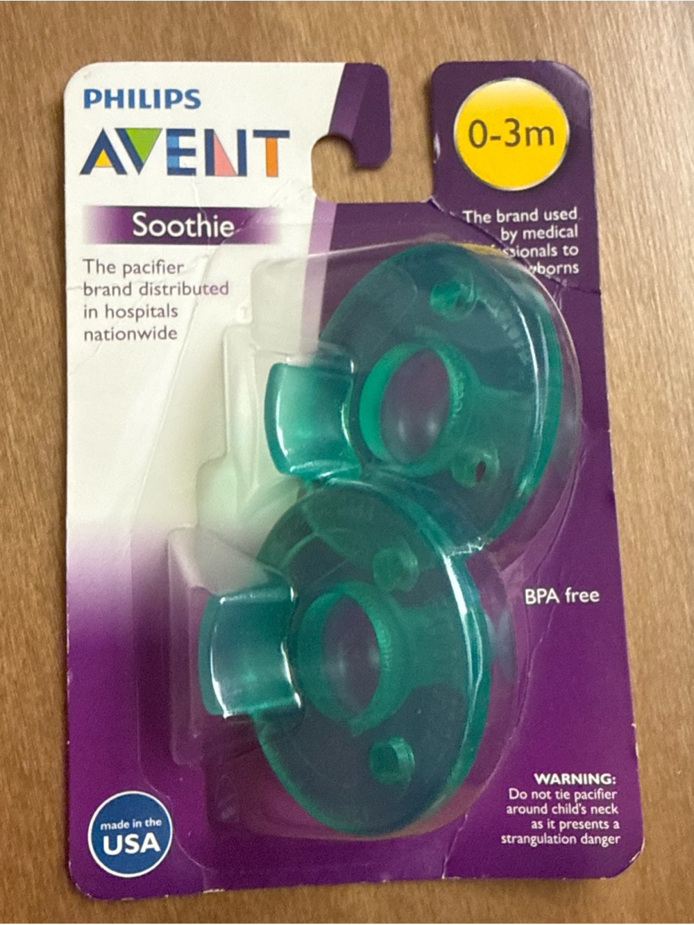 New Philips Avent Soothie 0-3m Green 2 Ct. Pacifier & Soother